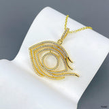 Big Fish Evil Eye 18K Gold Cubic Zirconia Anti Tarnish Necklace Pendant Chain For Women