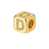 Square Initial Letter Alphabet All Cubic Zirconia Gold Pendant Charm For Women