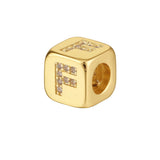 Square Initial Letter Alphabet All Cubic Zirconia Gold Pendant Charm For Women