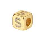 Square Initial Letter Alphabet All Cubic Zirconia Gold Pendant Charm For Women