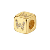 Square Initial Letter Alphabet All Cubic Zirconia Gold Pendant Charm For Women