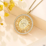 Sun Filigree Cubic Zirconia 18K Gold Anti Tarnish Pendant Chain For Women