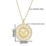 Sun Filigree Cubic Zirconia 18K Gold Anti Tarnish Pendant Chain For Women