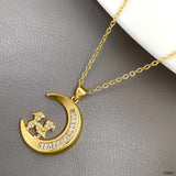 Crescent Love Couple Cubic Zirconia 18K Gold Anti Tarnish Pendant Chain For Women