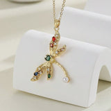 Exquisite Dragonfly Cubic Zirconia Crystal Multicolour 18K Gold Anti Tarnish Pendant Chain For Women