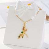 Exquisite Dragonfly Cubic Zirconia Crystal Multicolour 18K Gold Anti Tarnish Pendant Chain For Women