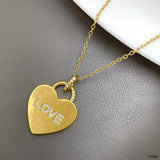 Love Lock Cubic Zirconia 18K Gold Anti Tarnish Pendant Chain For Women