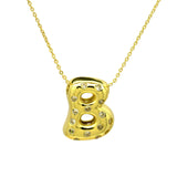 Glossy Studded Initial Letter Alphabet A Cubic Zirconia 18K Gold Anti Tarnish Pendant Chain For Women