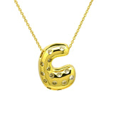 Glossy Studded Initial Letter Alphabet A Cubic Zirconia 18K Gold Anti Tarnish Pendant Chain For Women