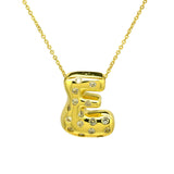 Glossy Studded Initial Letter Alphabet A Cubic Zirconia 18K Gold Anti Tarnish Pendant Chain For Women