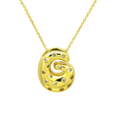 Glossy Studded Initial Letter Alphabet A Cubic Zirconia 18K Gold Anti Tarnish Pendant Chain For Women