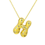 Glossy Studded Initial Letter Alphabet A Cubic Zirconia 18K Gold Anti Tarnish Pendant Chain For Women