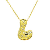 Glossy Studded Initial Letter Alphabet A Cubic Zirconia 18K Gold Anti Tarnish Pendant Chain For Women