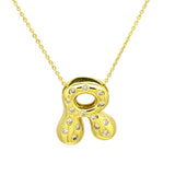 Glossy Studded Initial Letter Alphabet A Cubic Zirconia 18K Gold Anti Tarnish Pendant Chain For Women