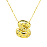 Glossy Studded Initial Letter Alphabet A Cubic Zirconia 18K Gold Anti Tarnish Pendant Chain For Women