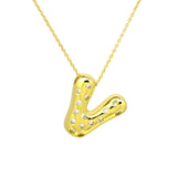 Glossy Studded Initial Letter Alphabet A Cubic Zirconia 18K Gold Anti Tarnish Pendant Chain For Women