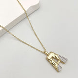 Initial Alphabets Letter A Cubic Zirconia 18K Gold Silver Anti Tarnish Pendant Chain For Women