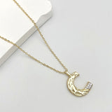 Initial Alphabets Letter A Cubic Zirconia 18K Gold Silver Anti Tarnish Pendant Chain For Women