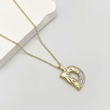 Initial Alphabets Letter A Cubic Zirconia 18K Gold Silver Anti Tarnish Pendant Chain For Women