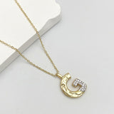 Initial Alphabets Letter A Cubic Zirconia 18K Gold Silver Anti Tarnish Pendant Chain For Women