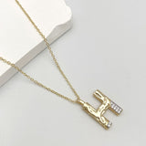 Initial Alphabets Letter A Cubic Zirconia 18K Gold Silver Anti Tarnish Pendant Chain For Women