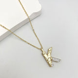 Initial Alphabets Letter A Cubic Zirconia 18K Gold Silver Anti Tarnish Pendant Chain For Women