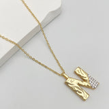 Initial Alphabets Letter A Cubic Zirconia 18K Gold Silver Anti Tarnish Pendant Chain For Women