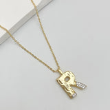 Initial Alphabets Letter A Cubic Zirconia 18K Gold Silver Anti Tarnish Pendant Chain For Women