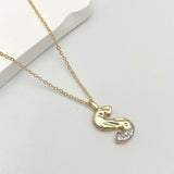 Initial Alphabets Letter A Cubic Zirconia 18K Gold Silver Anti Tarnish Pendant Chain For Women