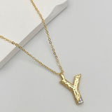 Initial Alphabets Letter A Cubic Zirconia 18K Gold Silver Anti Tarnish Pendant Chain For Women