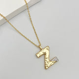 Initial Alphabets Letter A Cubic Zirconia 18K Gold Silver Anti Tarnish Pendant Chain For Women