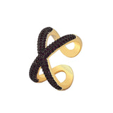 Stylish Cross Black Spinal Gold Adjustable Free Size Band Ring Women Gift