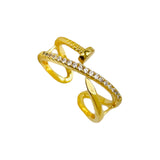 Screw Gold American Diamond Ring For Women