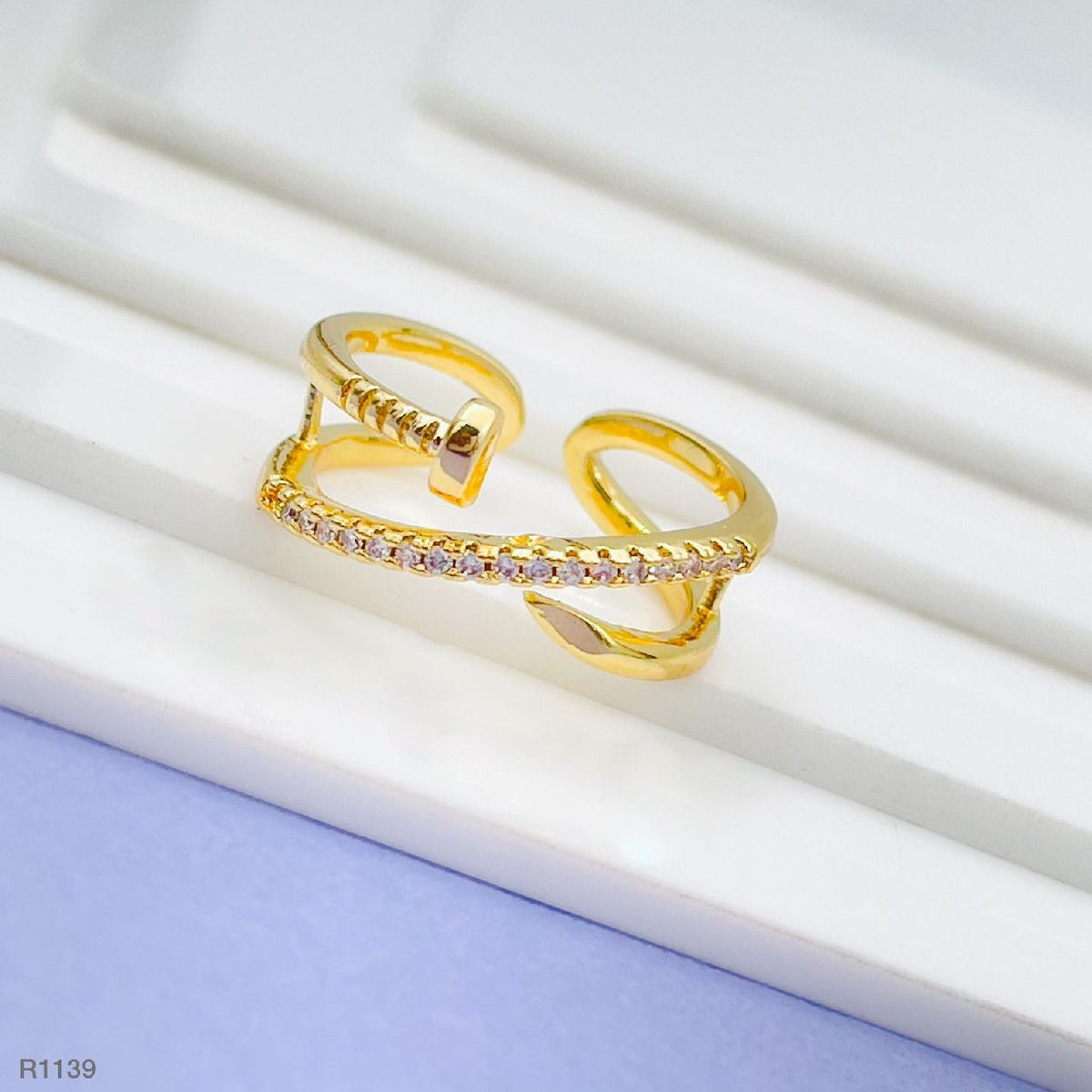 Screw Gold American Diamond Ring For Women – ZIVOM