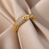 Stylish Curb Gold Copper Adjustable Ring For Women