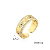 Evil Eye 18K Gold Cubic Zirconia Copper Free Size Open Ring for Women