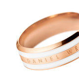 Stainless Steel Enamel Rose Gold White Band Ring For Women