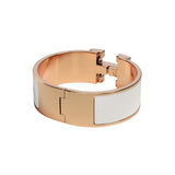 Stainless Steel White Enamel 18K Rose Gold Band Ring for Women