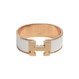 Stainless Steel White Enamel 18K Rose Gold Band Ring for Women