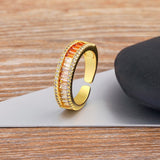 Graduating Shades of Orange Zircon 18K Gold Copper Free Size Ring Women