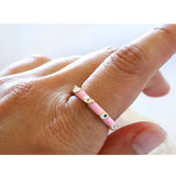 Hot Pink Enamel Evil Eye 18K Gold Open Back Ring For Women