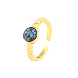 Mother Of Pearl Cubic Zirconia 18K Gold Free Size Ring For Women