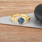 Mother Of Pearl Cubic Zirconia 18K Gold Free Size Ring For Women