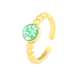 Mother Of Pearl Cubic Zirconia 18K Gold Free Size Ring For Women