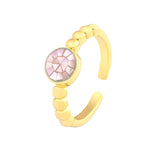 Mother Of Pearl Cubic Zirconia 18K Gold Free Size Ring For Women