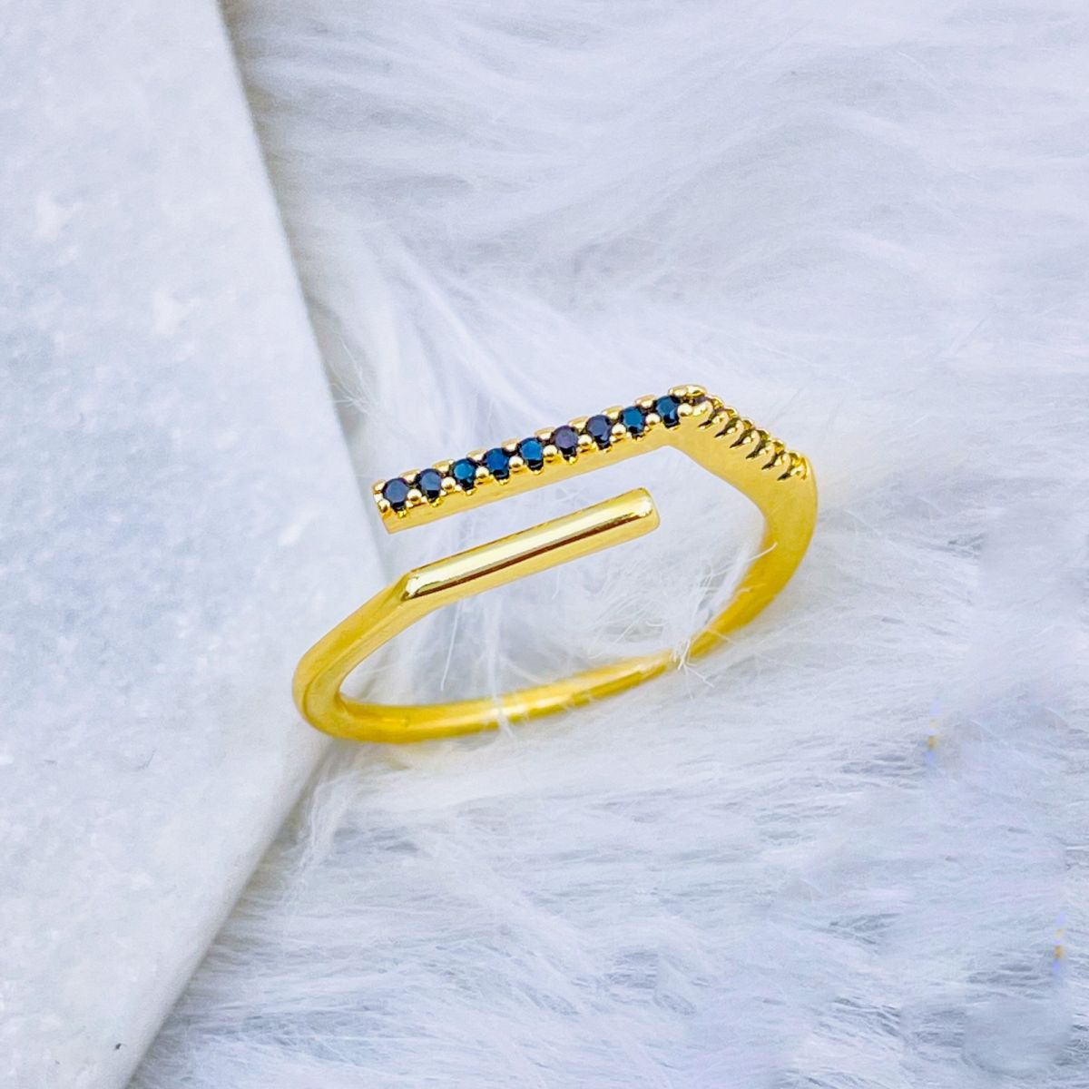 Slim Arrow Geometric Copper 18K Gold Free Size Ring for Women