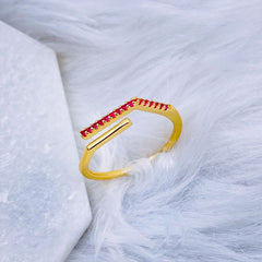 Slim Arrow Geometric Copper 18K Gold Free Size Ring for Women