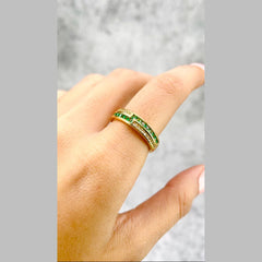 Ruby Red Copper Zig Zag Cubic Zirconia 18K Gold Open Back Ring for Women