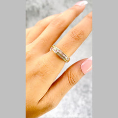 Ruby Red Copper Zig Zag Cubic Zirconia 18K Gold Open Back Ring for Women