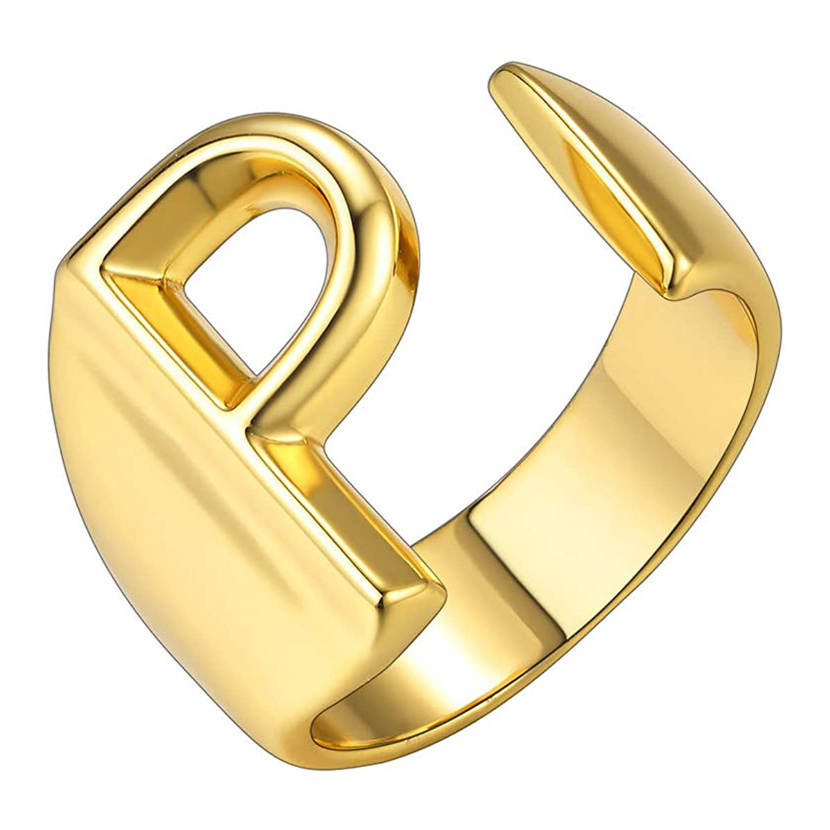 MEENAZ CZ AD Valentine American diamond Adjustable I Love You Heart Initial  Letter Name Alphabet P Couple Finger Rings for women Men Boys girls  girlfriend Husband Wife couples lovers Stylish Gold Ring :